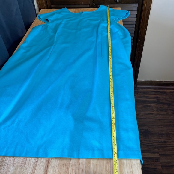 Talbots Woman Turquoise Blue Cap Sleeve Sheath Dress 24W Plus Size - Picture 7 of 7